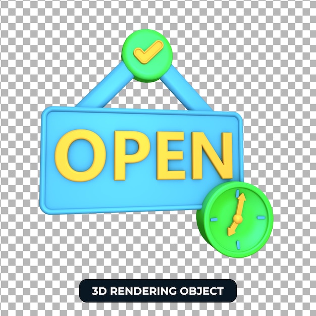 PSD representación horario de apertura objeto 3d fondo transparente