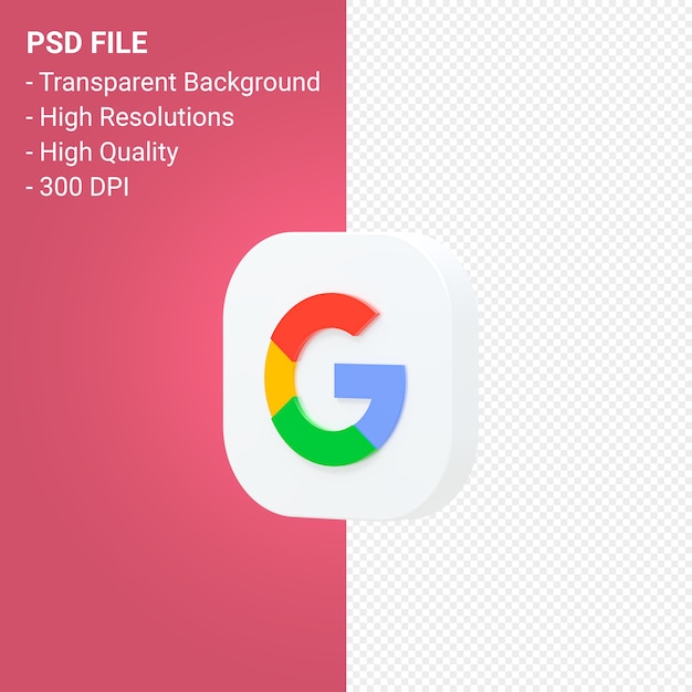 PSD representación del icono 3d del logotipo de google aislado