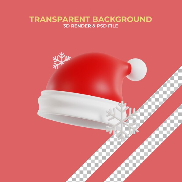 Representación de icono 3d de sombrero de navidad