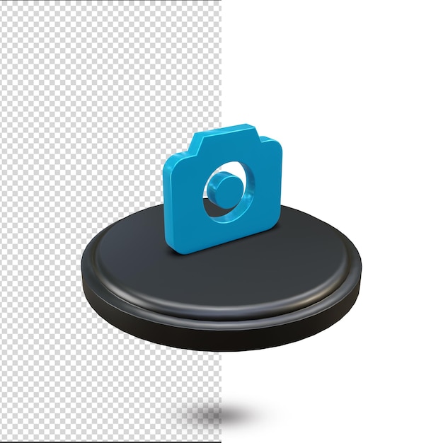 Representación del icono de la cámara de fotografía 3d