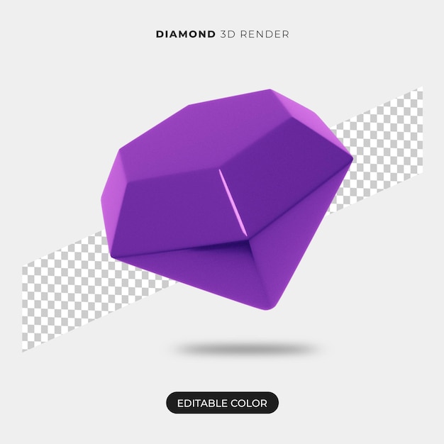 Representación de icono de diamante 3D aislado