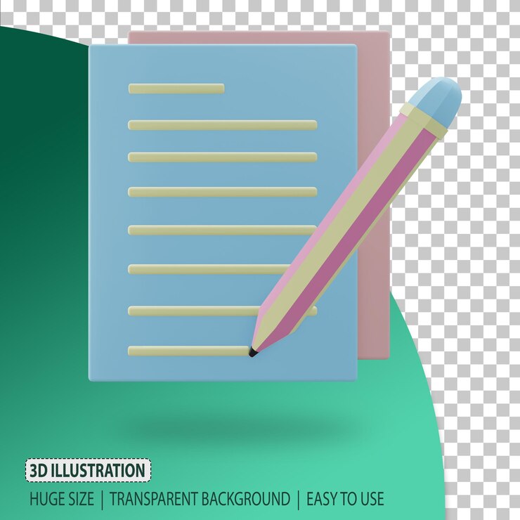 PSD representación de icono de documento 3d con fondo transparente