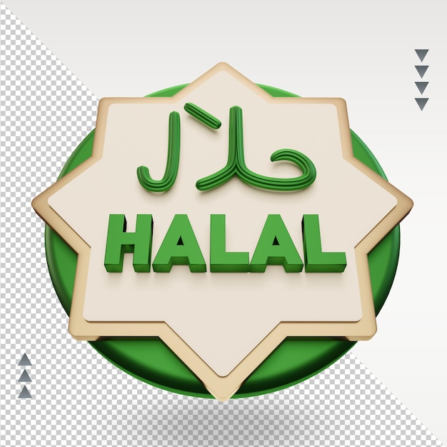 Representación de icono Halal de ramadán 3d Vista superior