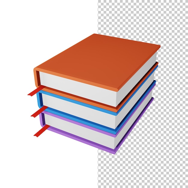 Representación de icono de libro 3D de tres colores