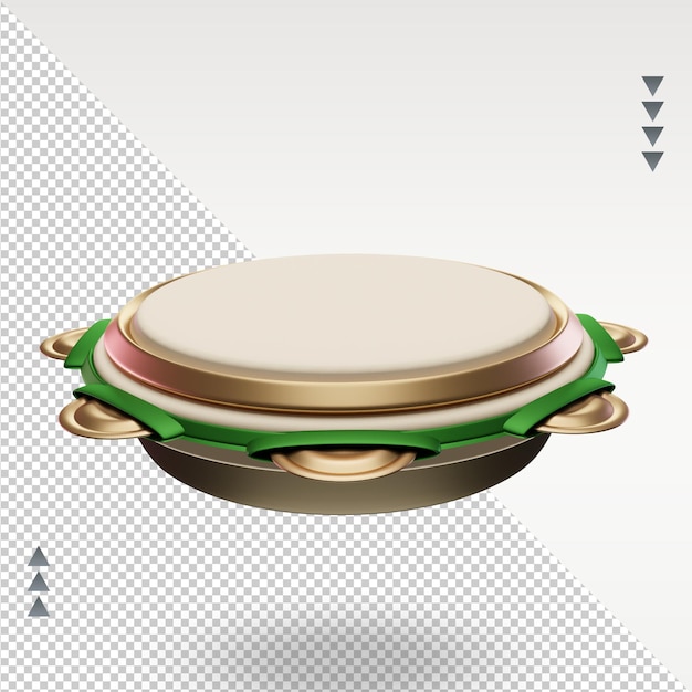 Representación de icono de pandereta de ramadán 3d Vista superior