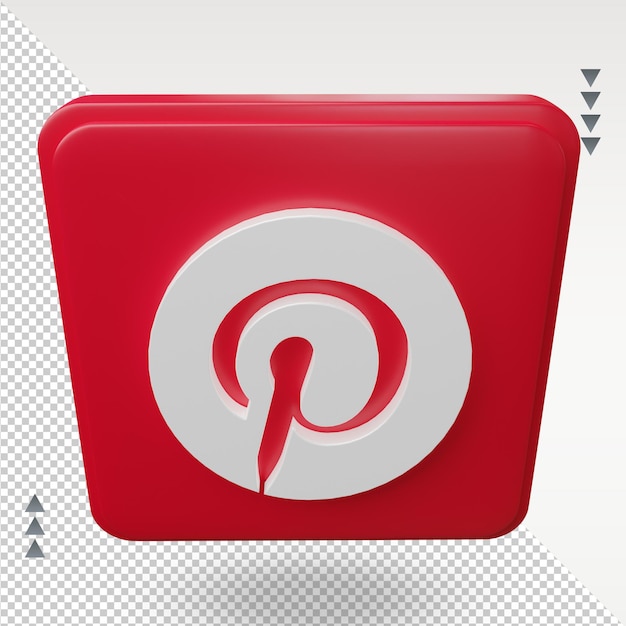 Representación del icono de pinterest de las redes sociales 3d vista superior