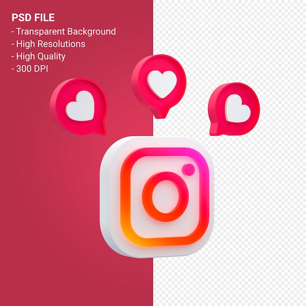 PSD representación del icono de redes sociales de instagram