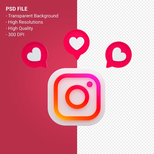 PSD representación del icono de redes sociales de instagram