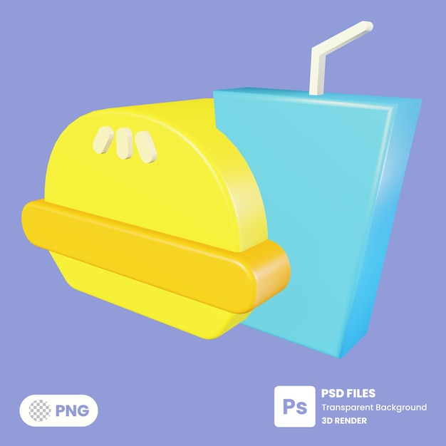 Representación de iconos 3d de alimentos psd premium