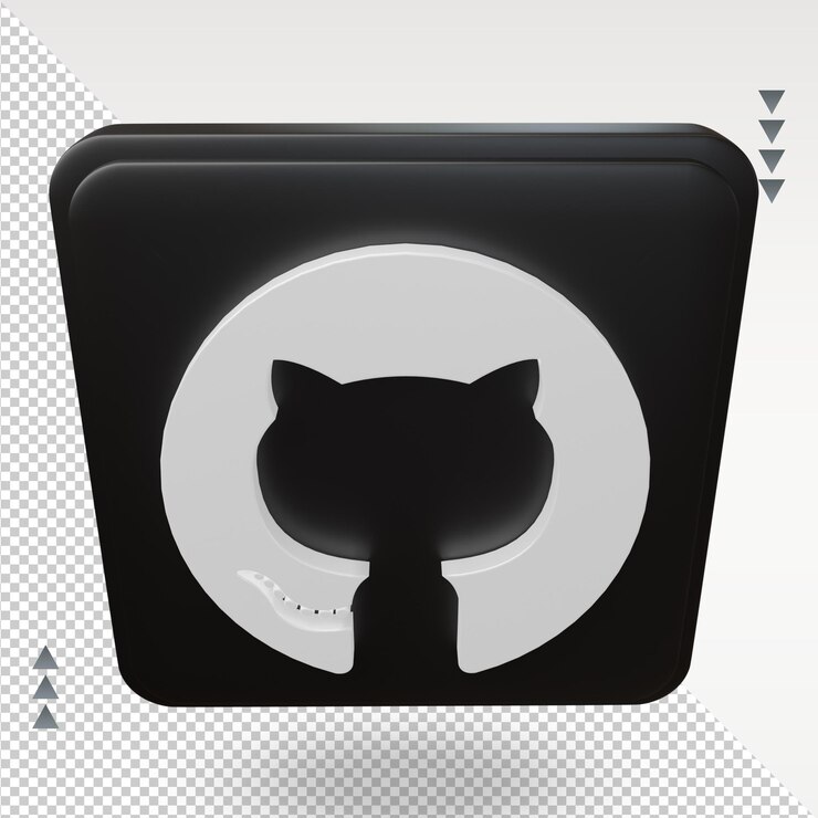 PSD representación de iconos de github de redes sociales 3d vista superior