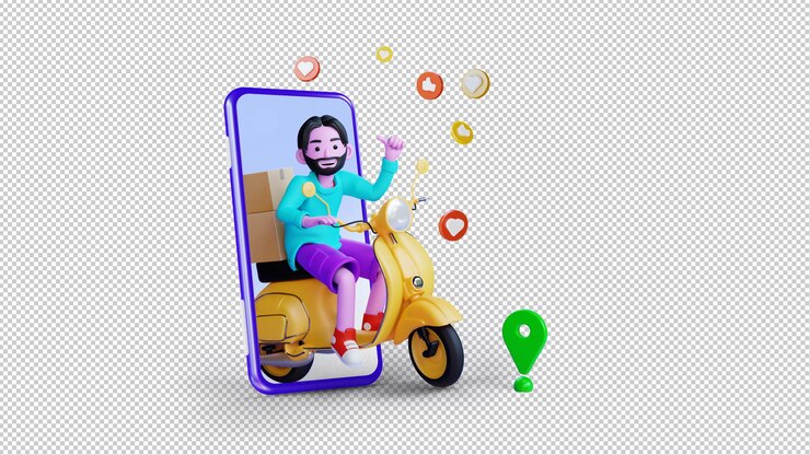 PSD representación de ilustración 3d de entrega en línea