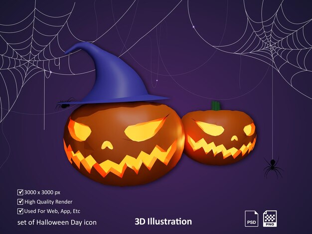 PSD representación de la ilustración 3d del icono del día de halloween