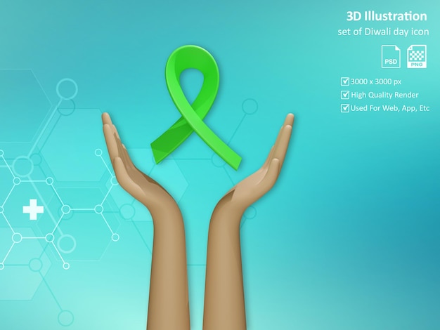 PSD representación de ilustración 3d del icono del día mundial de la salud mental