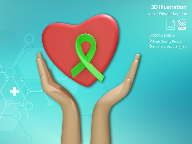 PSD representación de ilustración 3d del icono del día mundial de la salud mental