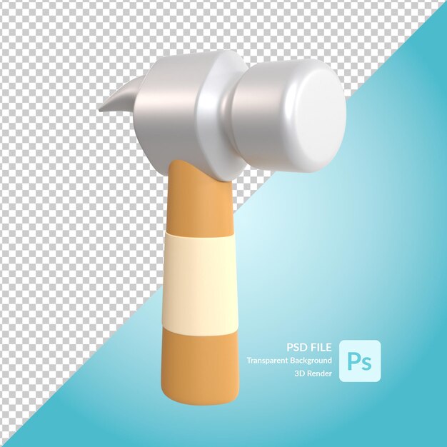 PSD representación de ilustración 3d de martillo