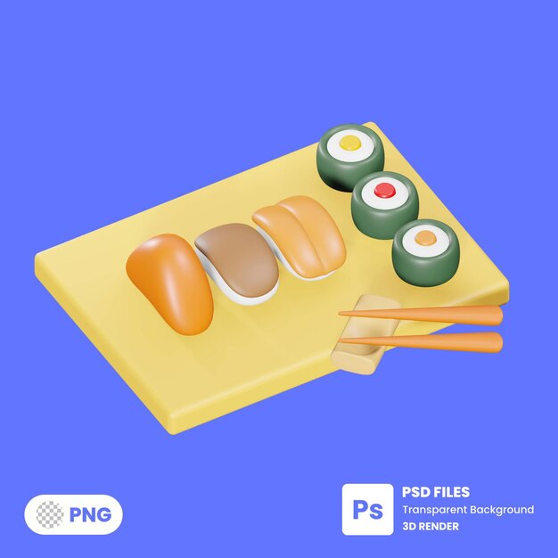 PSD representación de ilustración 3d de sushi psd premium