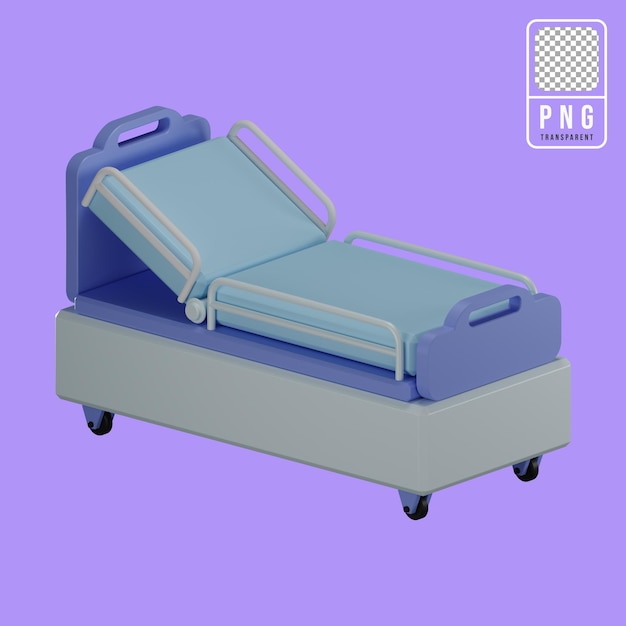 Representación de ilustración de cama de hospital 3d