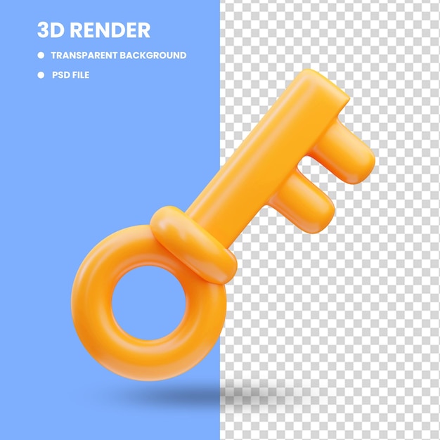 Representación de ilustración de icono de juego de llave dorada 3d
