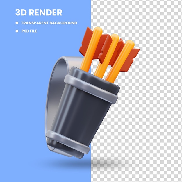 Representación de ilustración de icono de juego de tiro con arco 3d