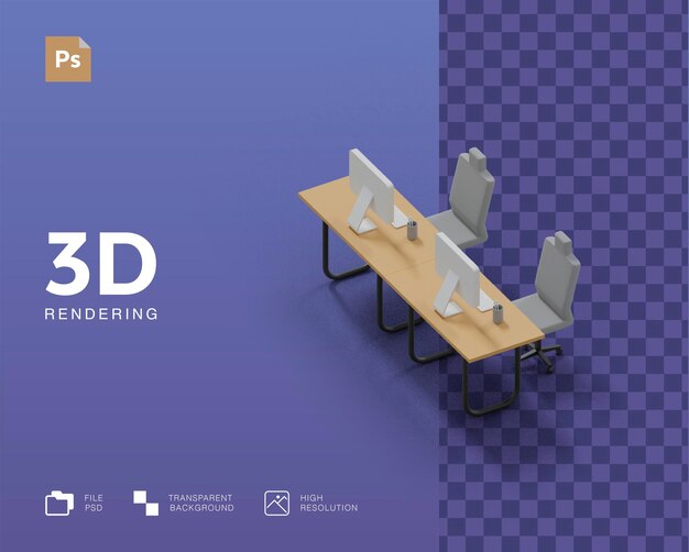 Representación de la ilustración de la oficina 3d