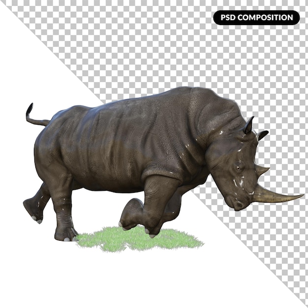 Representación de ilustración de rinoceronte 3d