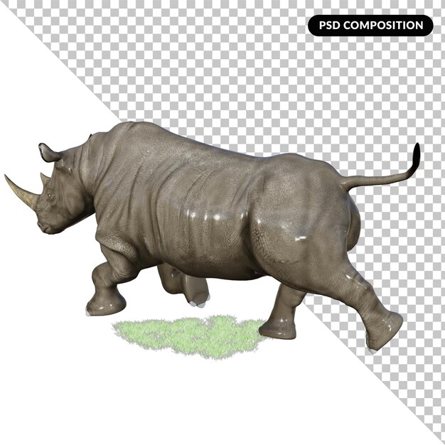 Representación de ilustración de rinoceronte 3d