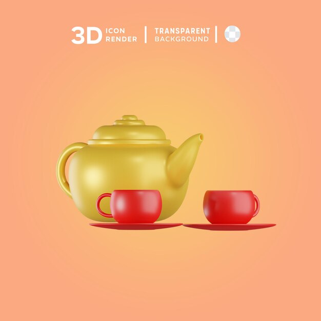 PSD representación de ilustraciones en 3d de la tetera