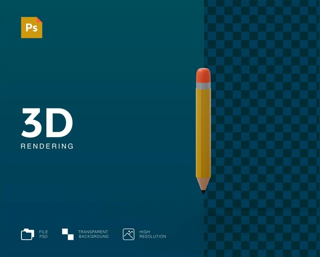 Representación de lápiz 3D aislada