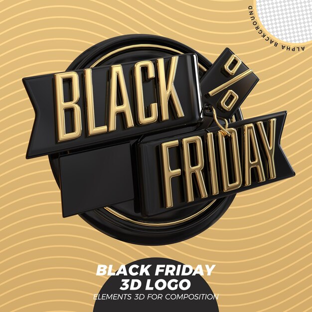 PSD representación del logo 3d de black friday