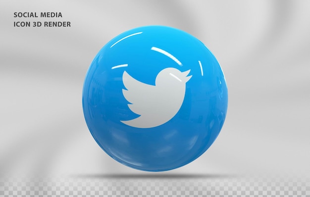Representación de lujo 3d de icono de Twitter