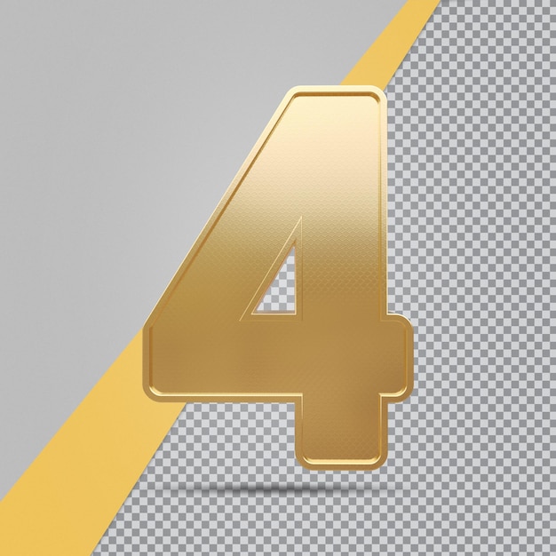 Representación de lujo 3d de oro número 4