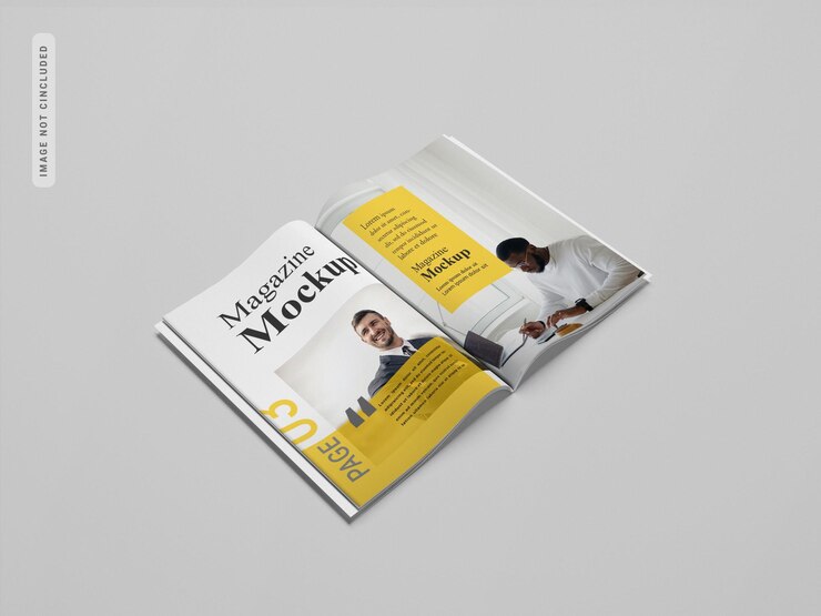 Representación de maqueta de revista abierta
