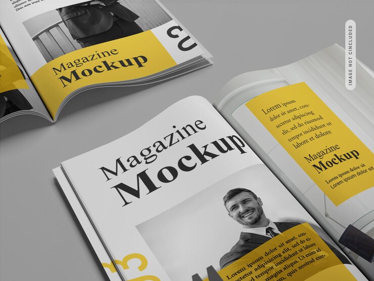 Representación de maqueta de revista abierta