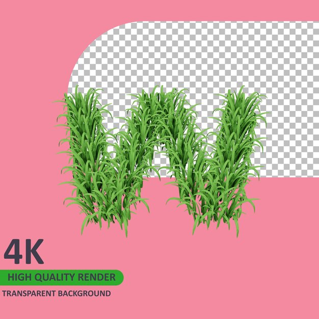 Representación de modelo 3d alfabeto de hierba letra mayúscula w