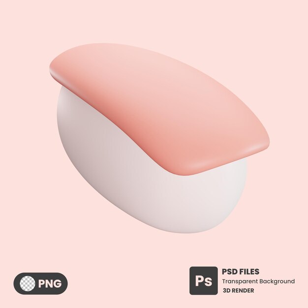 Representación de modelo 3d de sushi de salmón psd premium