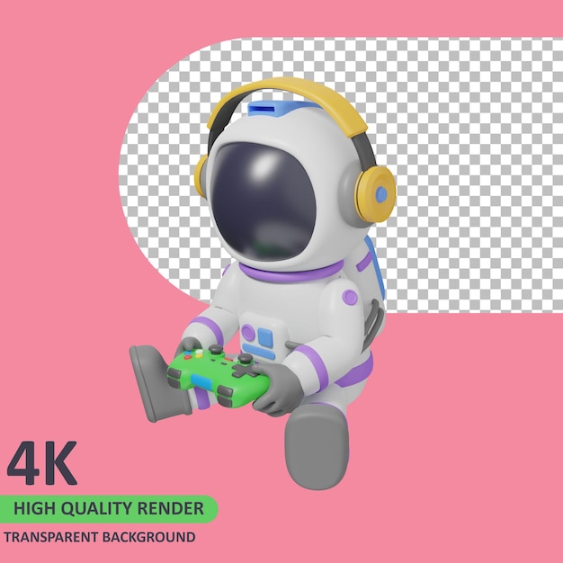 Representación de modelos 3d niño astronauta jugando al juego