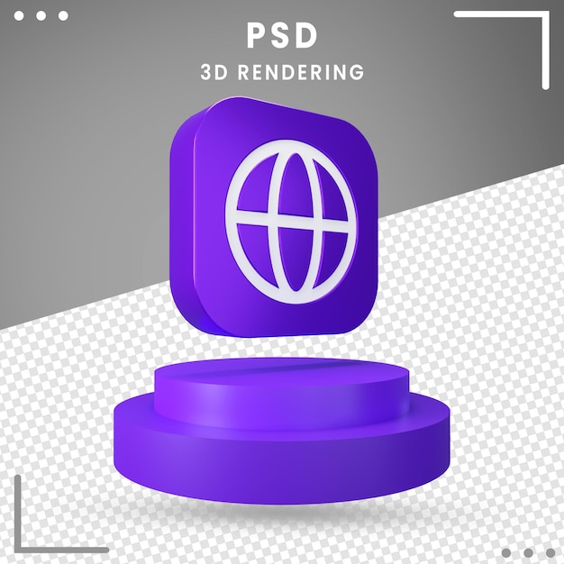 Representación de navegador de icono girado 3D aislado