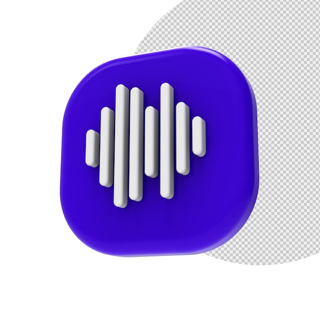 Representación de ondas de sonido de icono 3D aislado