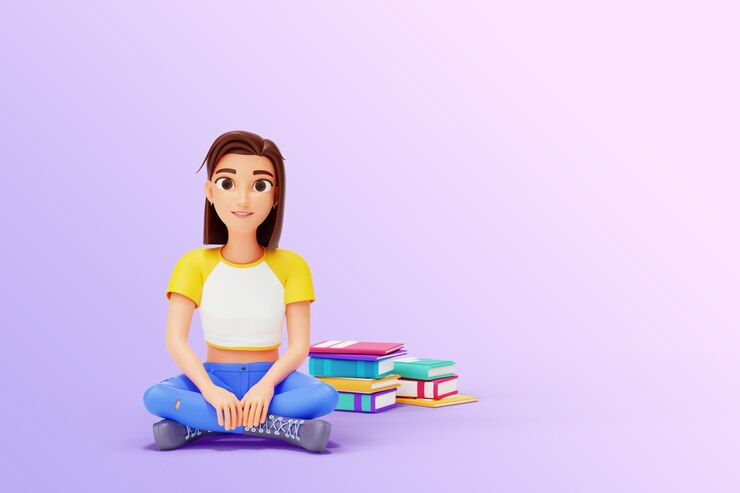 PSD representación de personaje de niña de secundaria