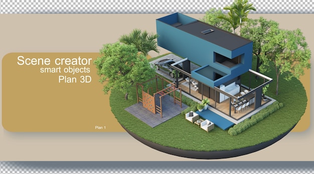 PSD representación de planos arquitectónicos y decoración de interiores.