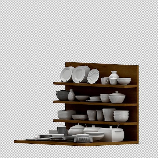 Representación de platos aislados aislados en 3D