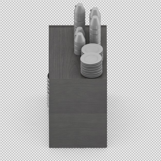 Representación de platos aislados aislados en 3D