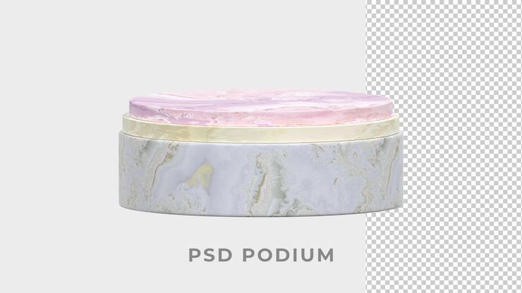 PSD representación de podio de mármol multicolor en capas 3d