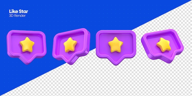 Representación PSD de Instagram como estrella como reacción 3D