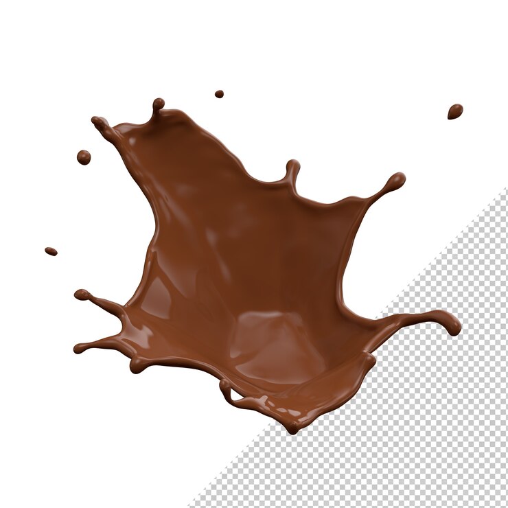 Representación realista 3d de salpicaduras de leche con chocolate