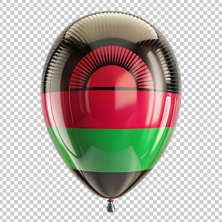 PSD representación realista de la bandera de malawi con un globo 3d