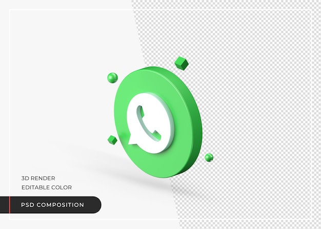 Representación realista del icono 3d de WhatsApp