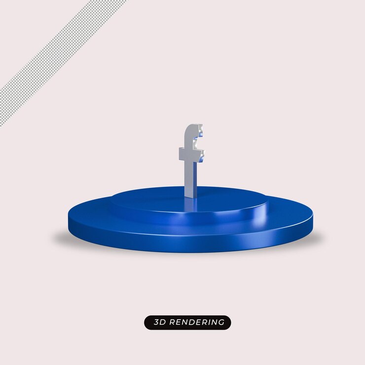 PSD representación realista del icono de facebook 3d