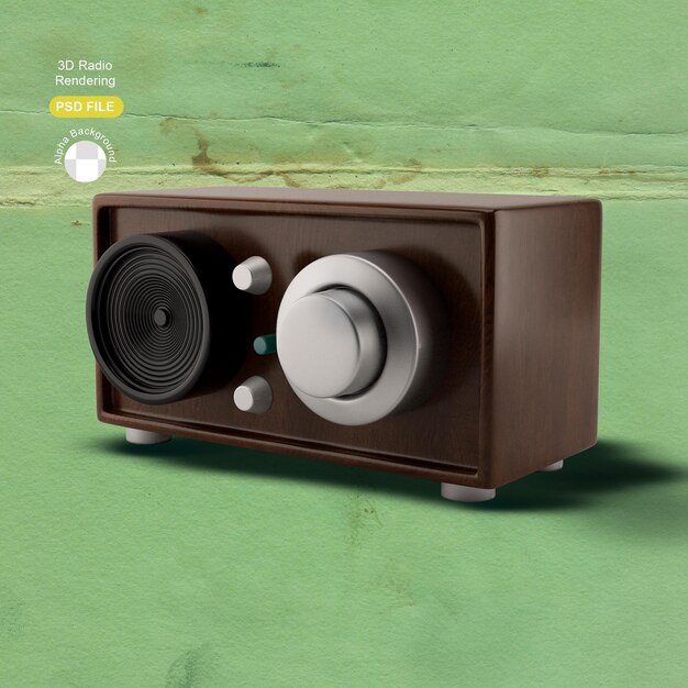 Representación realista de radio antigua 3D