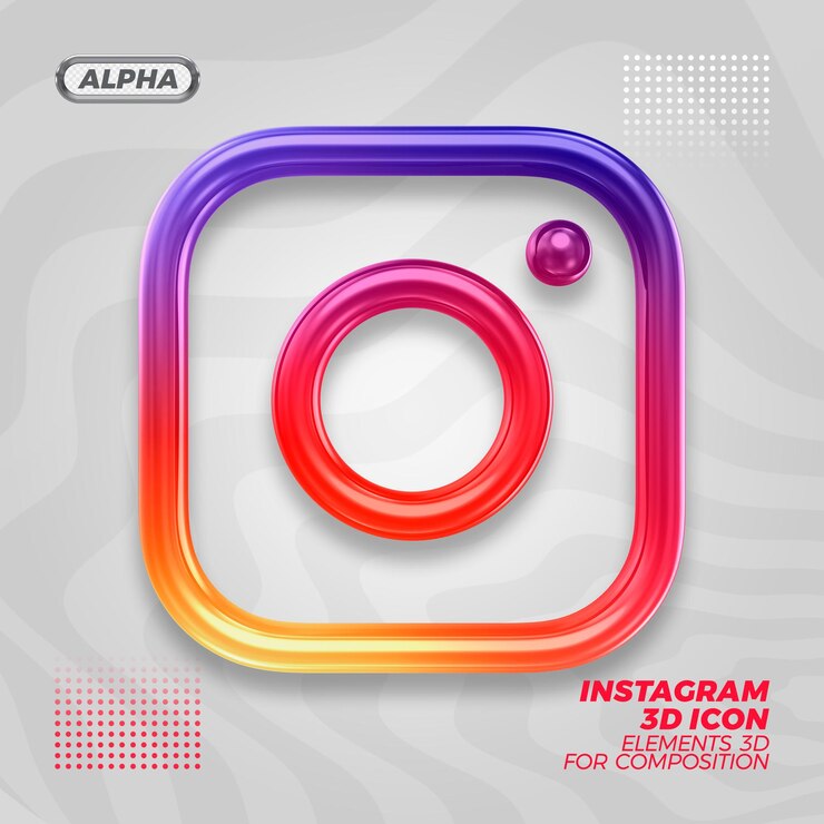 PSD representación de la representación del icono 3d de instagram